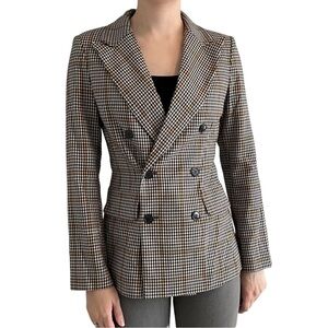 Amanda Uprichard Blazer Jacket Plaid Black Yellow Academia Tailored Size Small